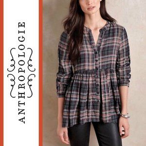 Anthropologie/11-1-TYLHO | Plaid Peplum Blouse Top
